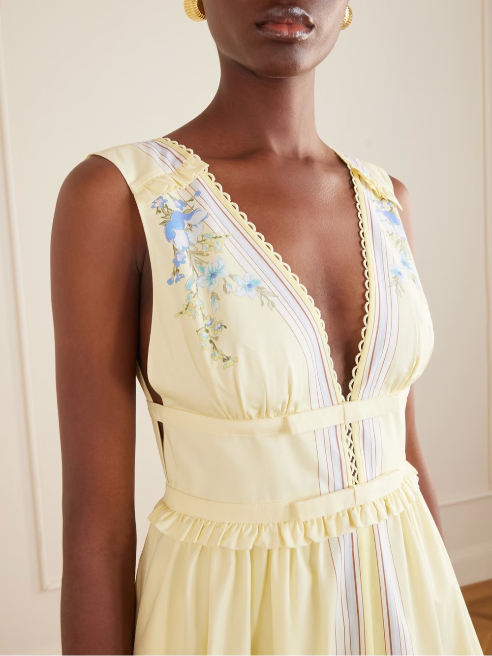 NWOT Self-Portrait YELLOW FLORAL COTTON MIDI DRESS - Picture 2 of 10